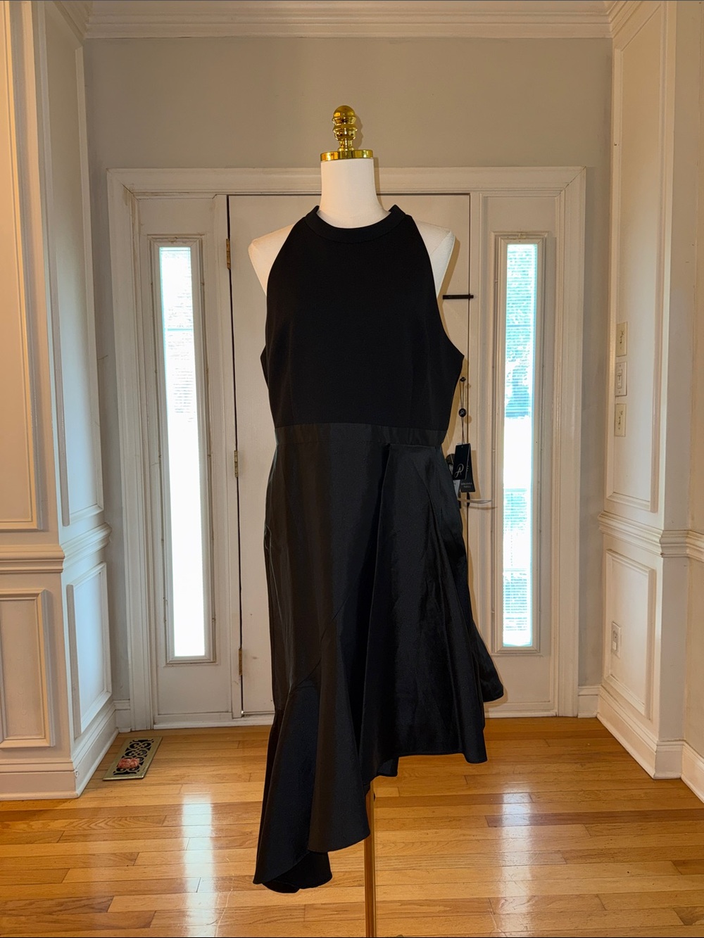 Adrianna Papell Black Asymmetrical Halter Dress